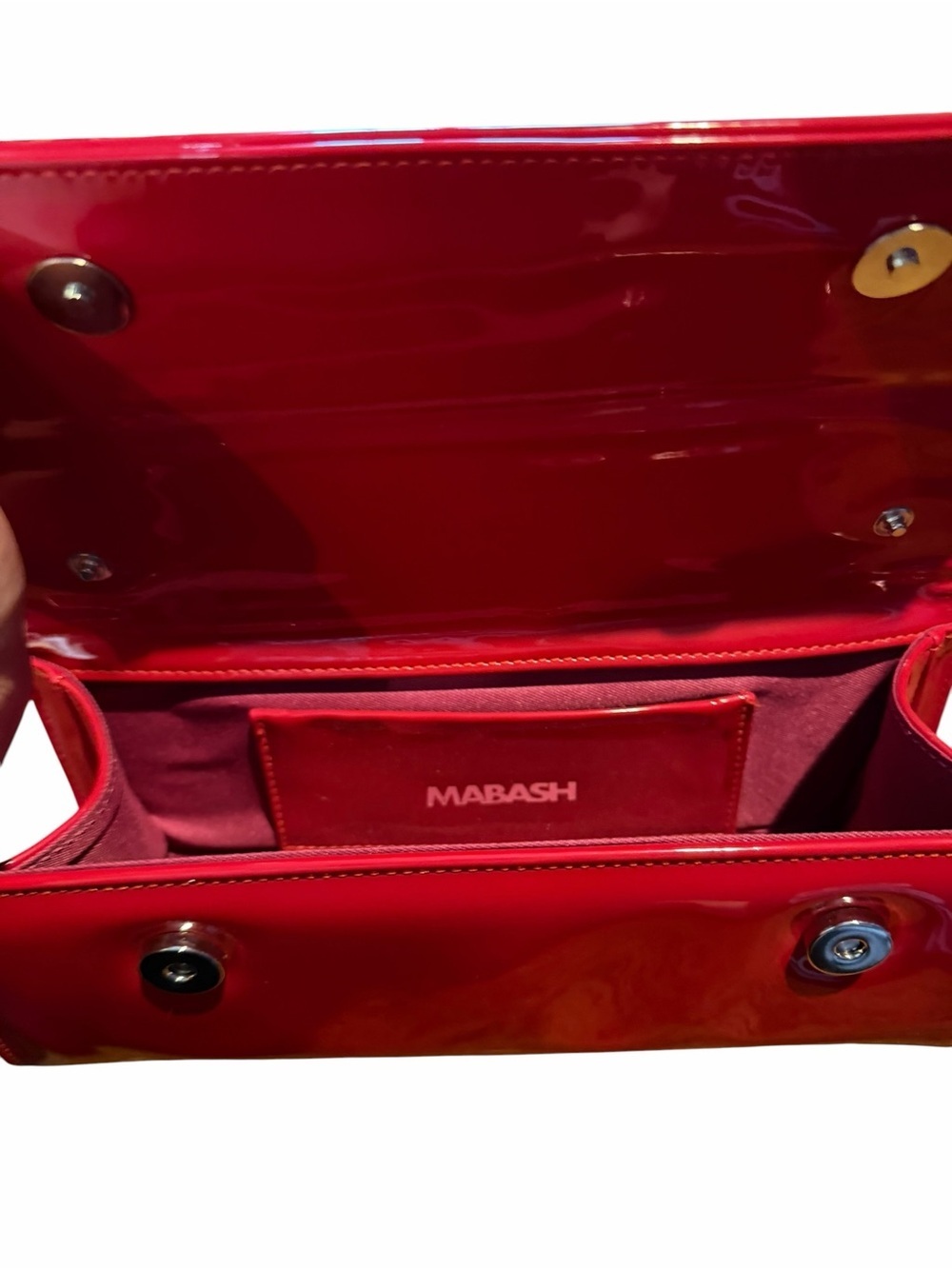 Glossy Red Patent Leather Fold-Over Clutch - Date Night - Picture 2 of 5